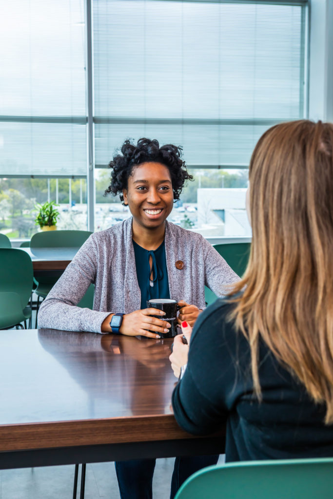 Valent BioSciences employee sitting at the desk